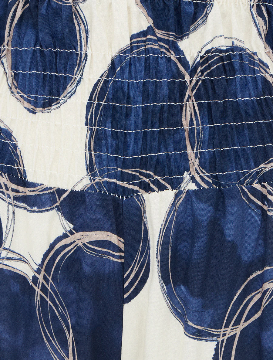 Elastische broek met cirkelprint - Marine - Image 3