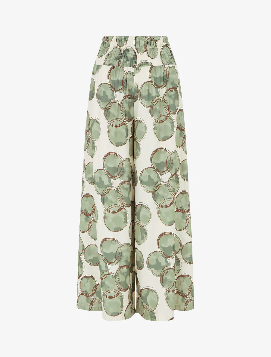Elastische broek met cirkelprint - Kaki