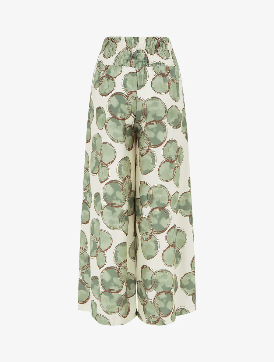 Elastische broek met cirkelprint - Kaki - Image 2