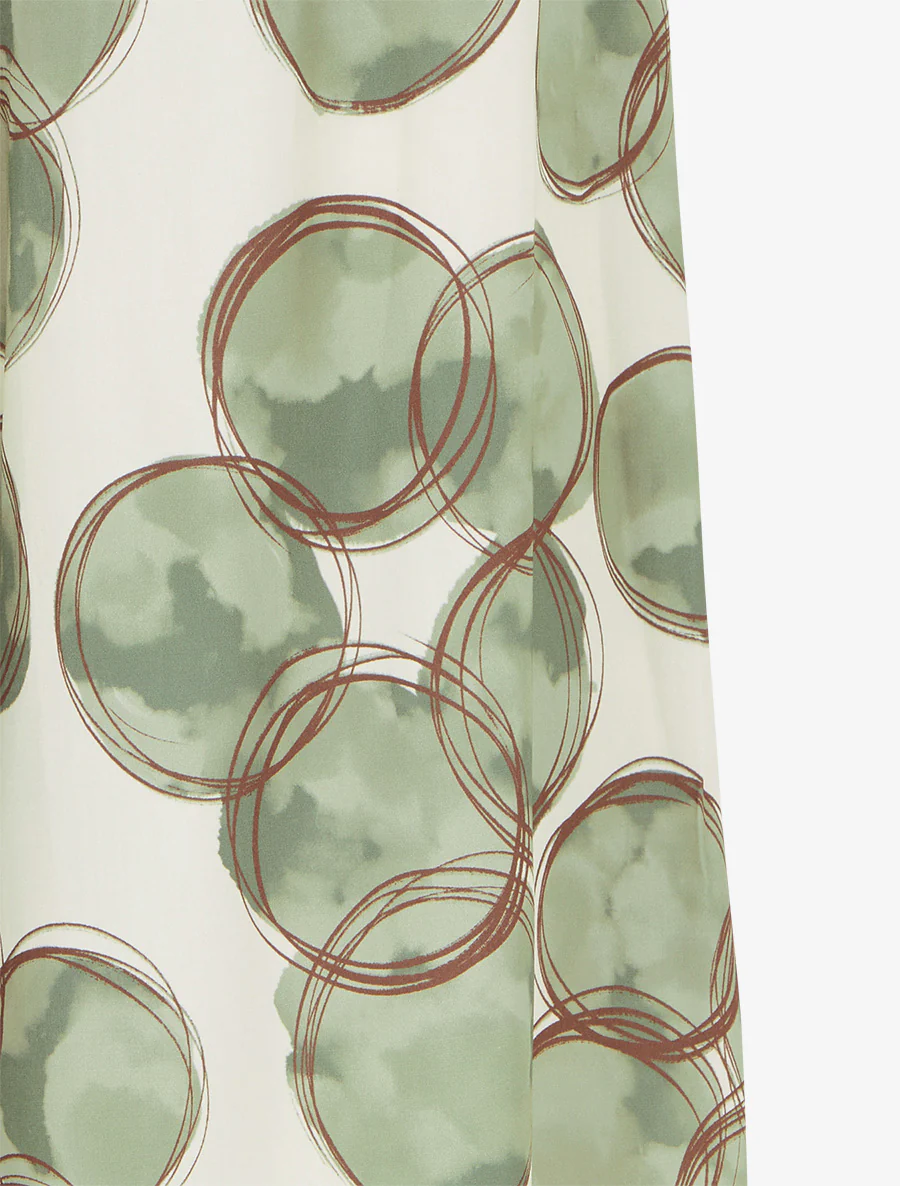 Elastische broek met cirkelprint - Kaki - Image 3