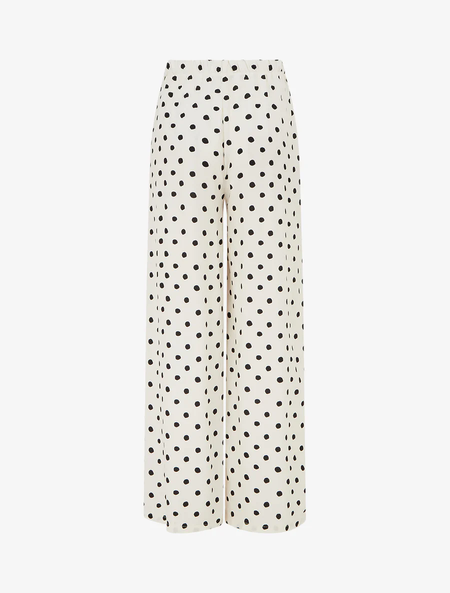 Elastische broek met stippen - Beige - Image 2