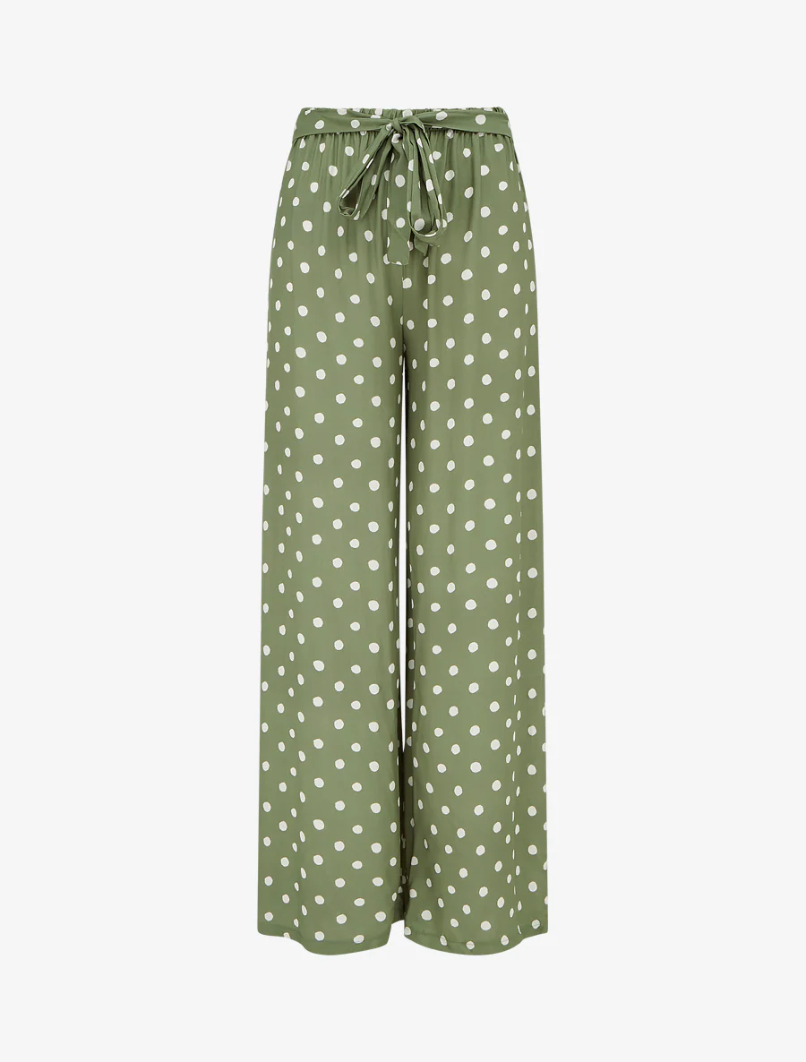Elastische broek met stippen - Kaki