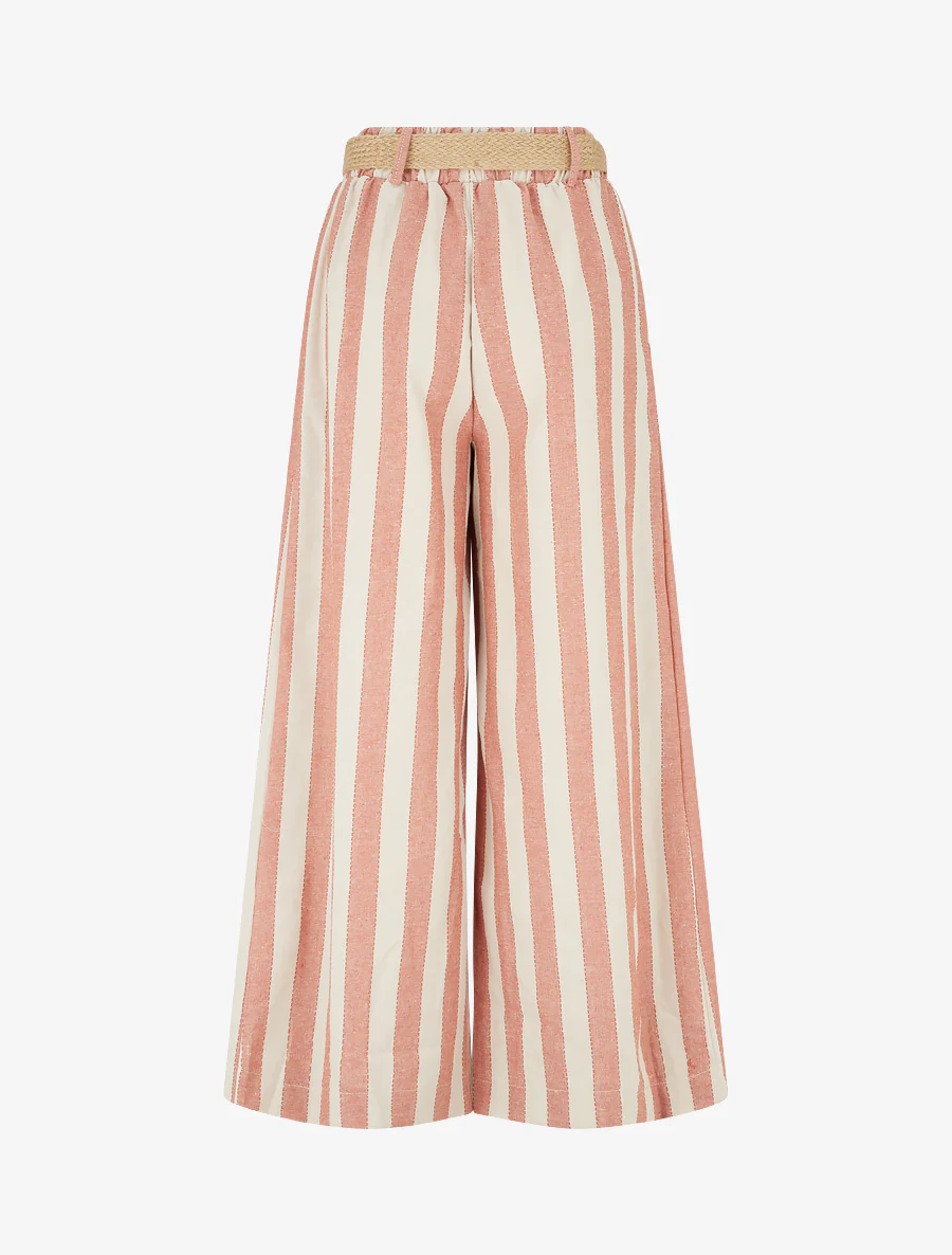 Elastische broek met streepprint - Zalmroze - Image 2