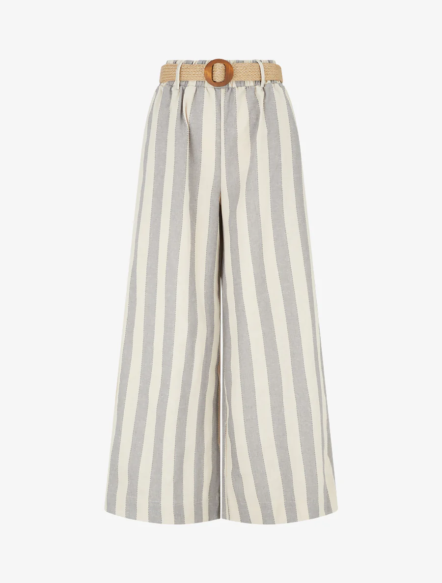 Elastische broek met streepprint - Grijs
