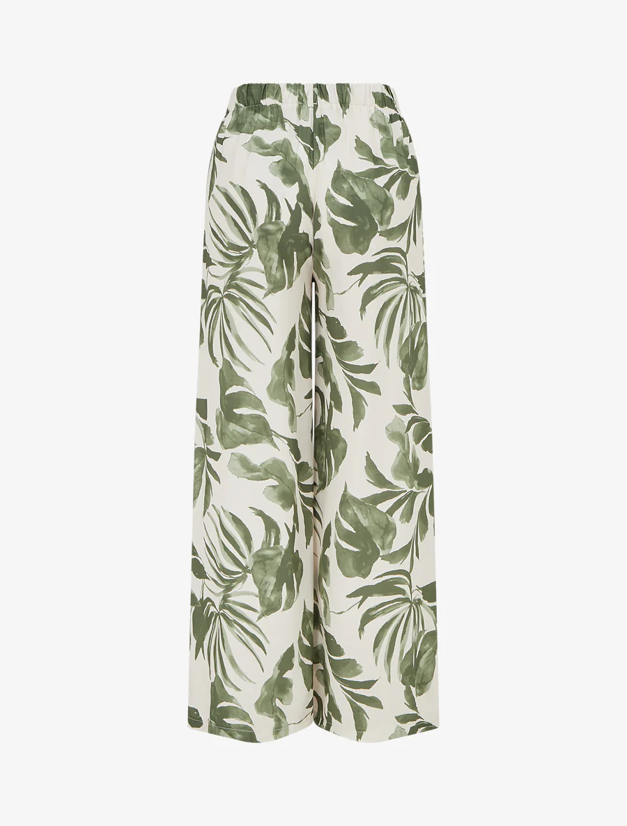 Elastische broek met tropische print - Kaki - Image 2