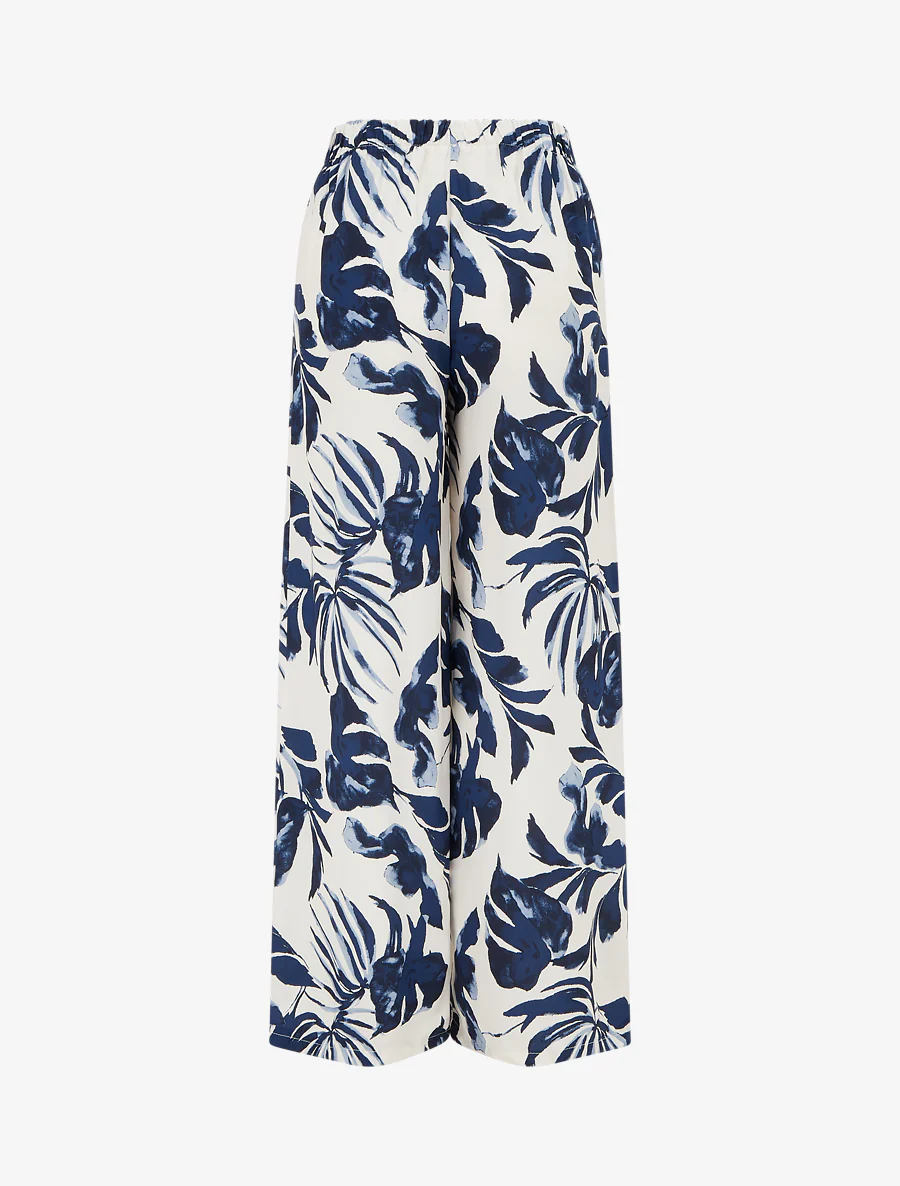 Elastische broek met tropische print - Marine - Image 2