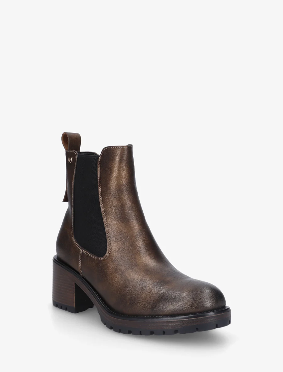 Elastische enkellaarsjes met hak - Brons - Image 2