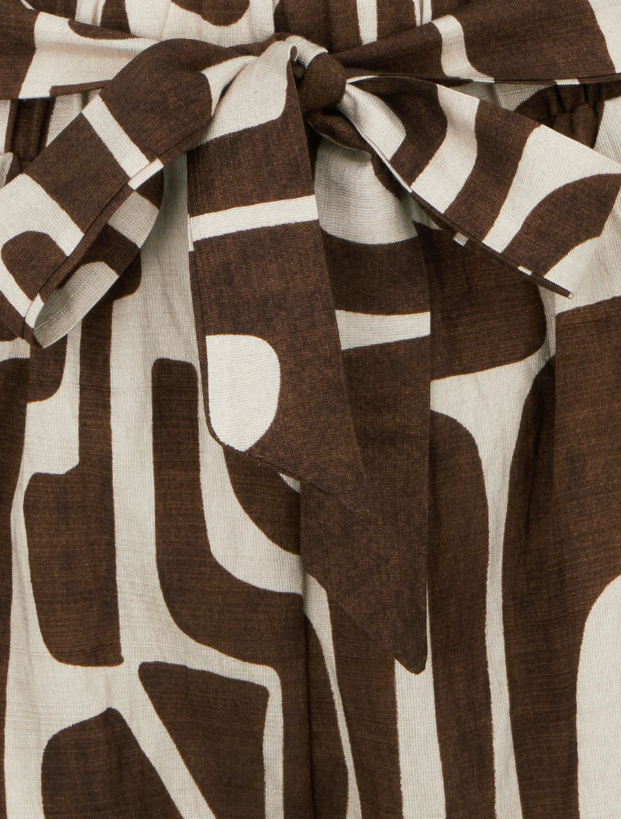 Elastische korte broek met fantasieprint - Bruin - Image 3
