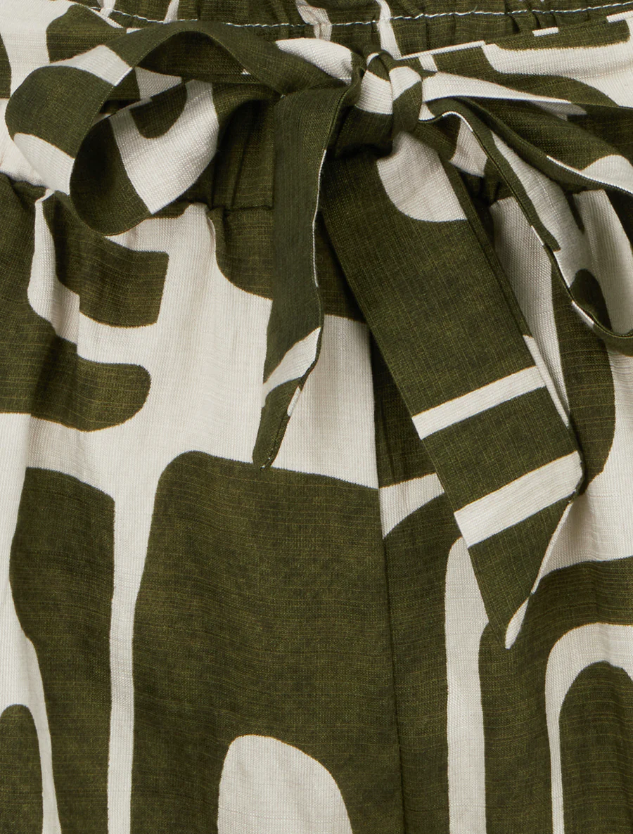 Elastische korte broek met fantasieprint - Kaki - Image 3