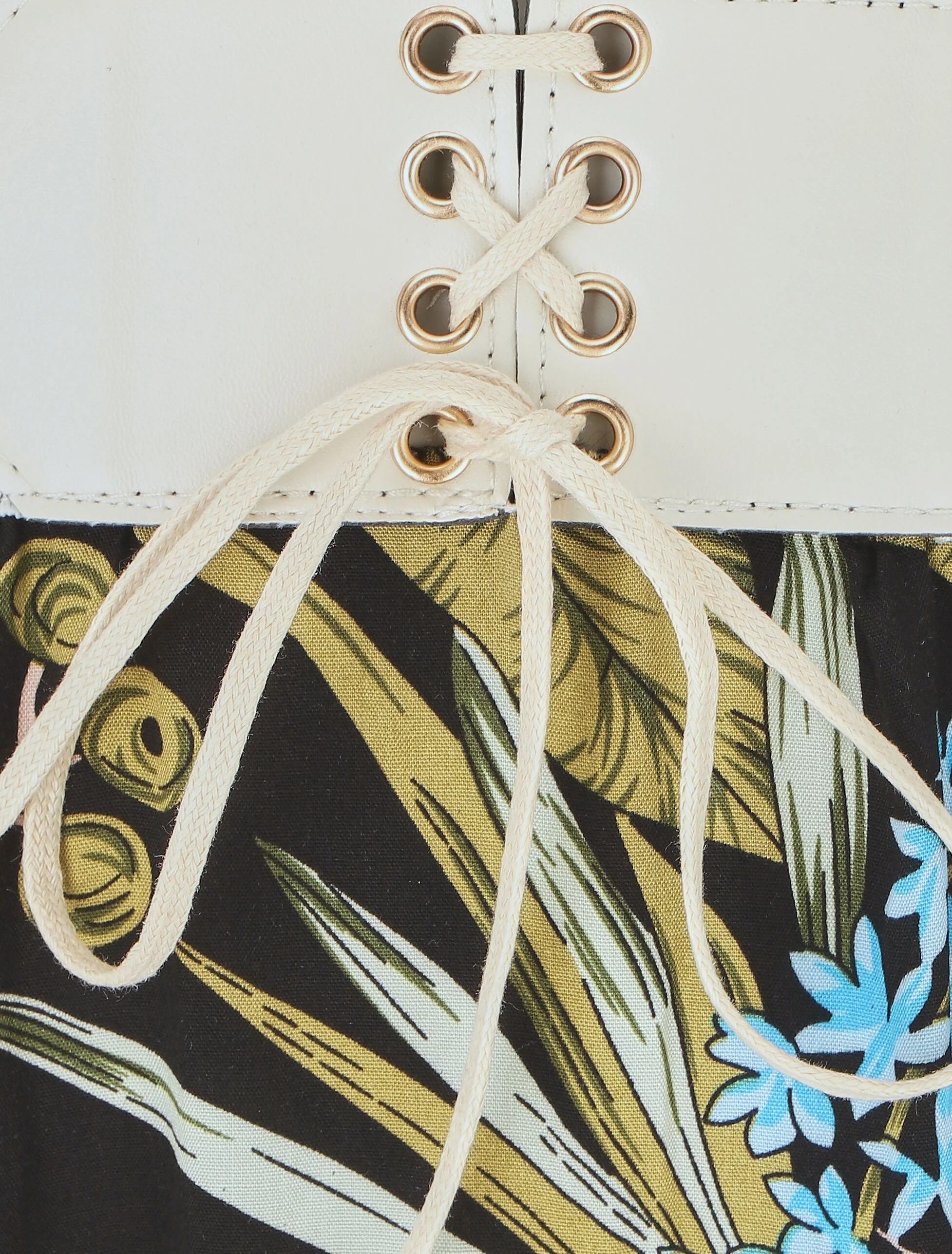 Elastische lange rok met tropische print - Zwart - Image 3