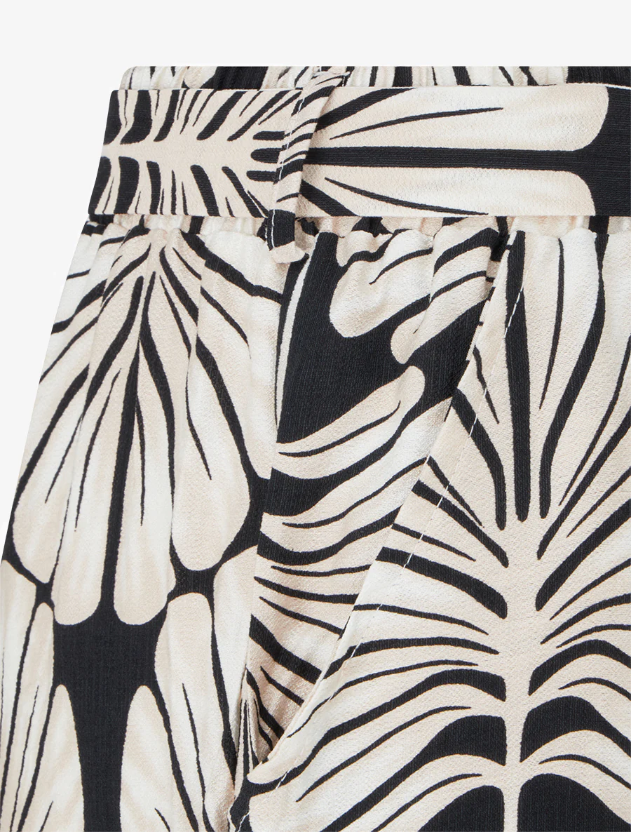 Elastische rechte broek met tropische print - Zwart - Image 3