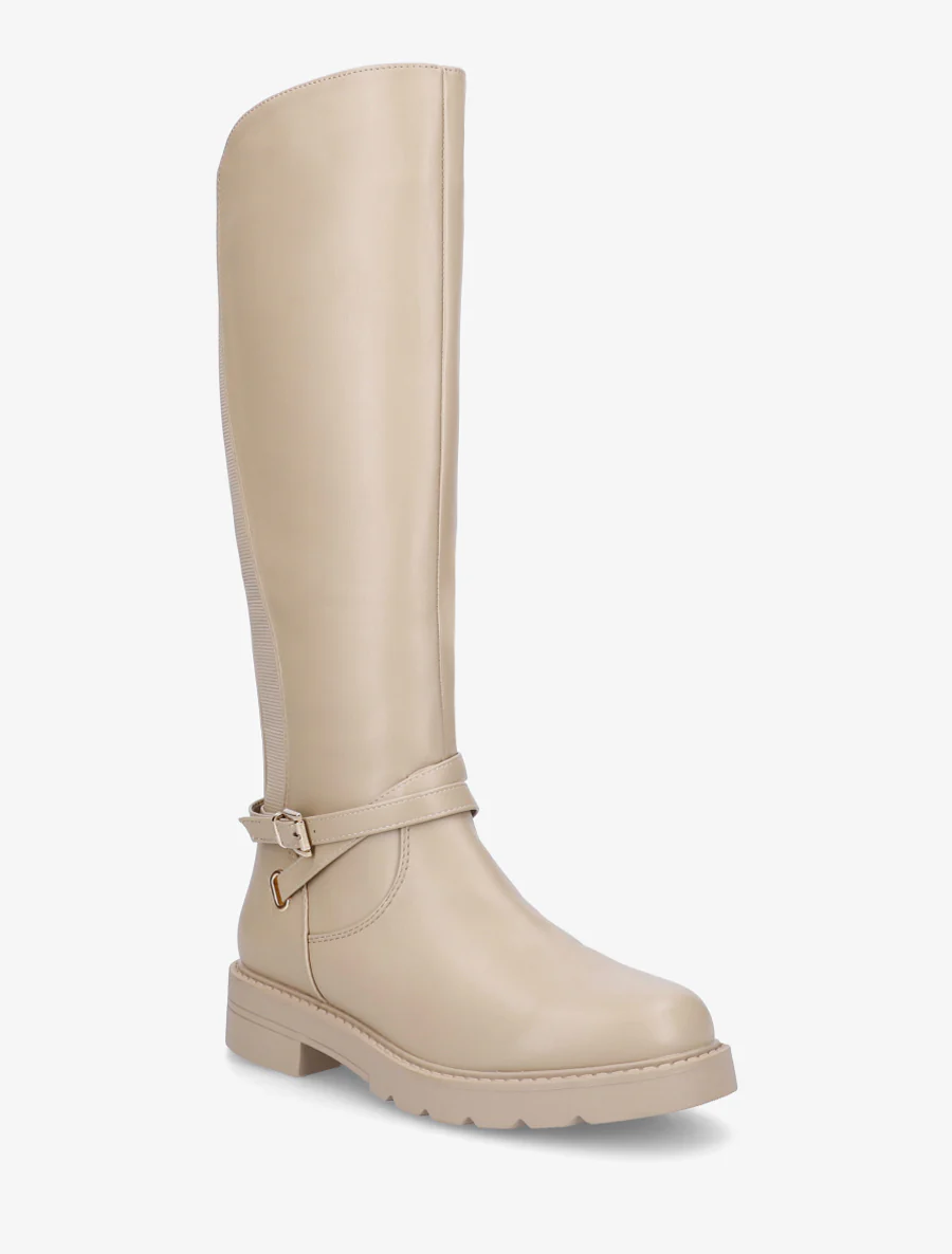 Elastische rijlaarzen met riem - Beige - Image 2