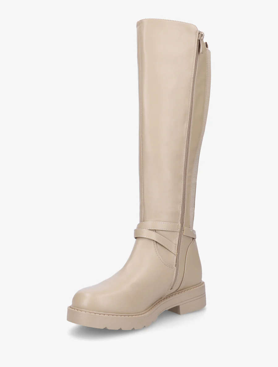 Elastische rijlaarzen met riem - Beige - Image 3