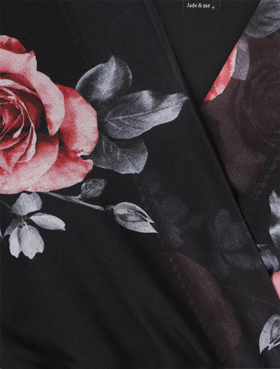 Elastische roze geprinte midi-jurk - Zwart - Image 3