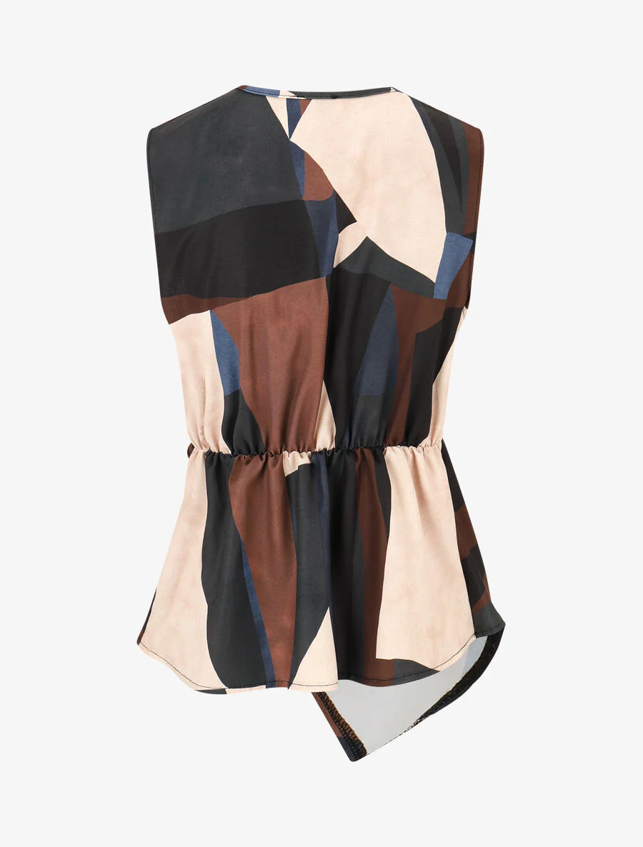 Elastische top met abstracte print - Zwart - Image 2