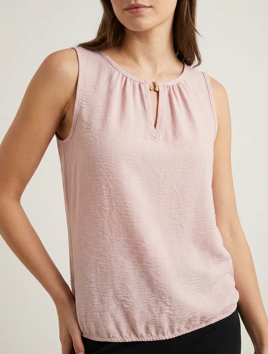 Elastische top met sierstuk. - Oudroze - Image 4