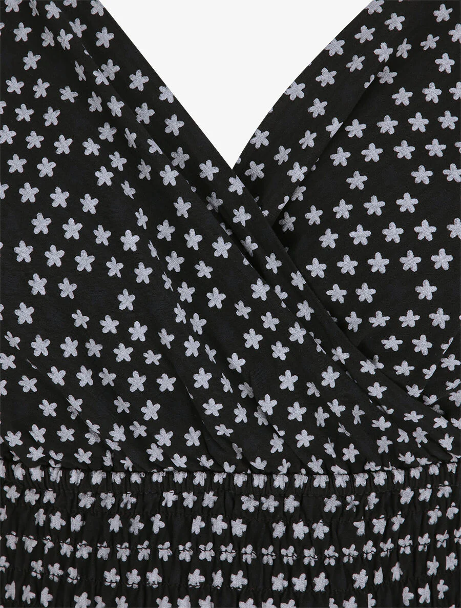 Empire jurk met bloemenprint, halflang - Zwart - Image 3