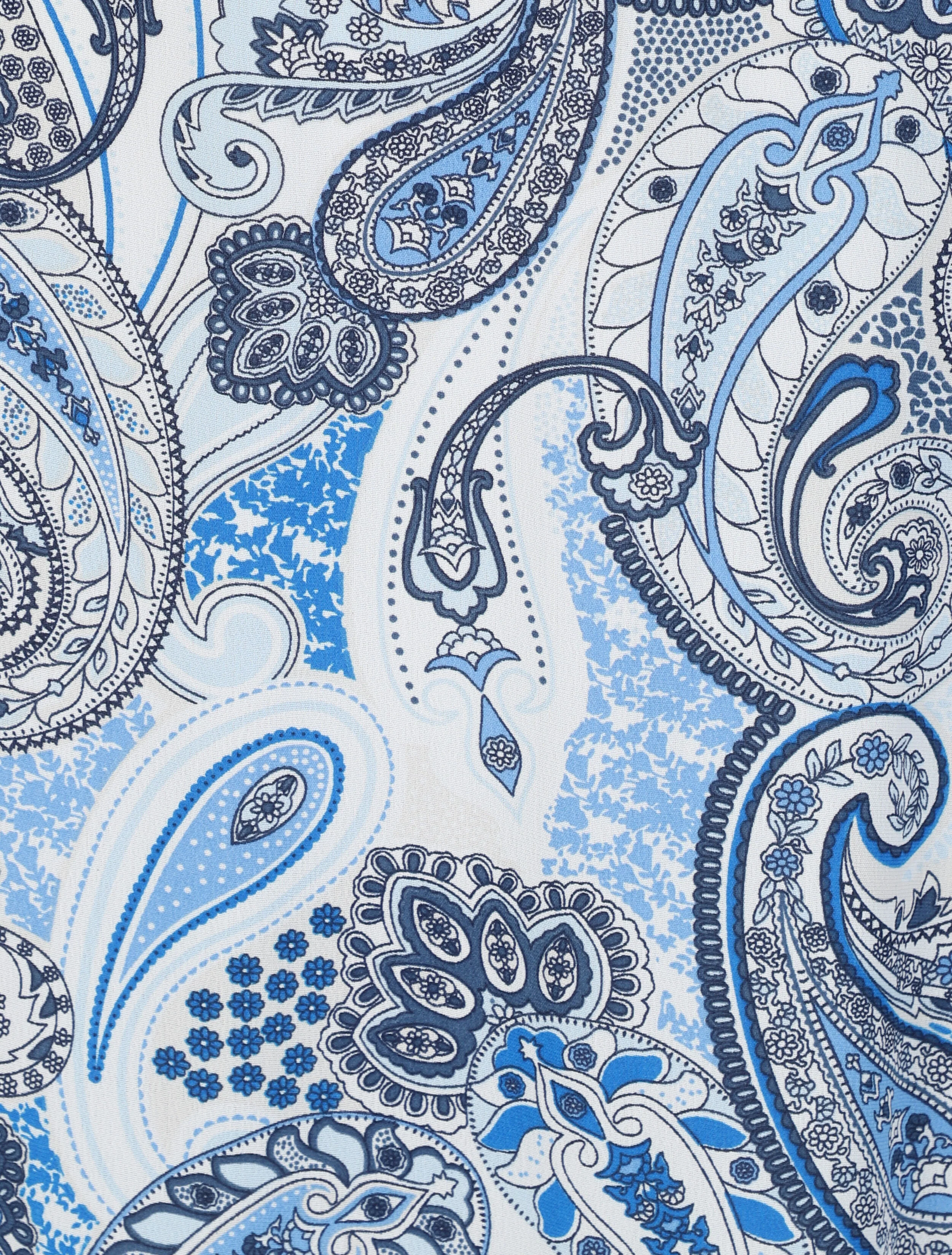 Empire lange cachemire gedrukte jurk met schouderbandjes - Blauw - Image 3