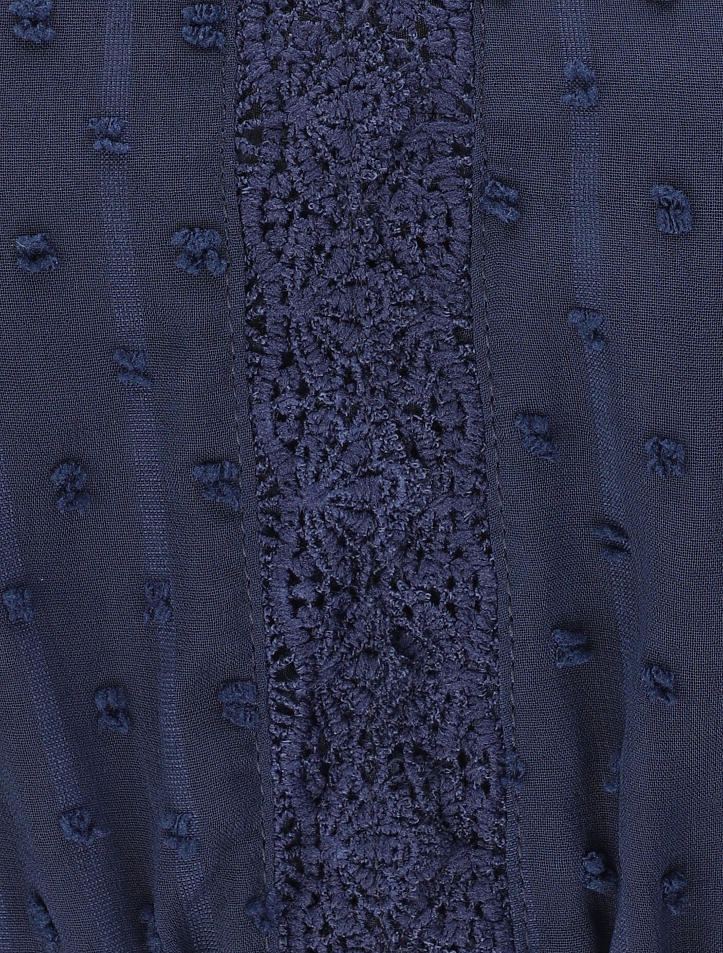 Empire lange jurk in een effen pluimstof - Donkerblauw - Image 3