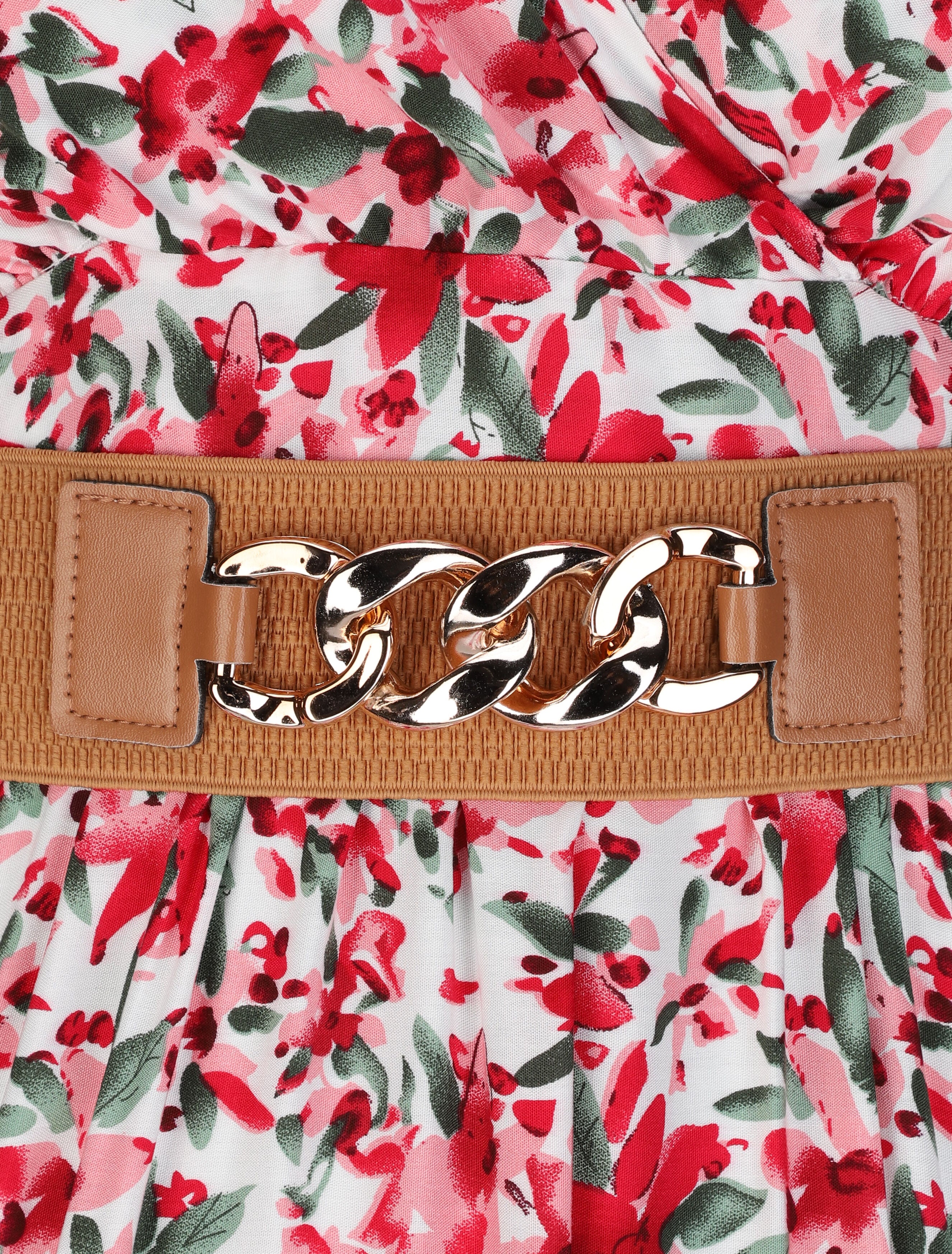Empire lange jurk met schouderbandjes en abstracte bloemenprint - Wit - Image 3