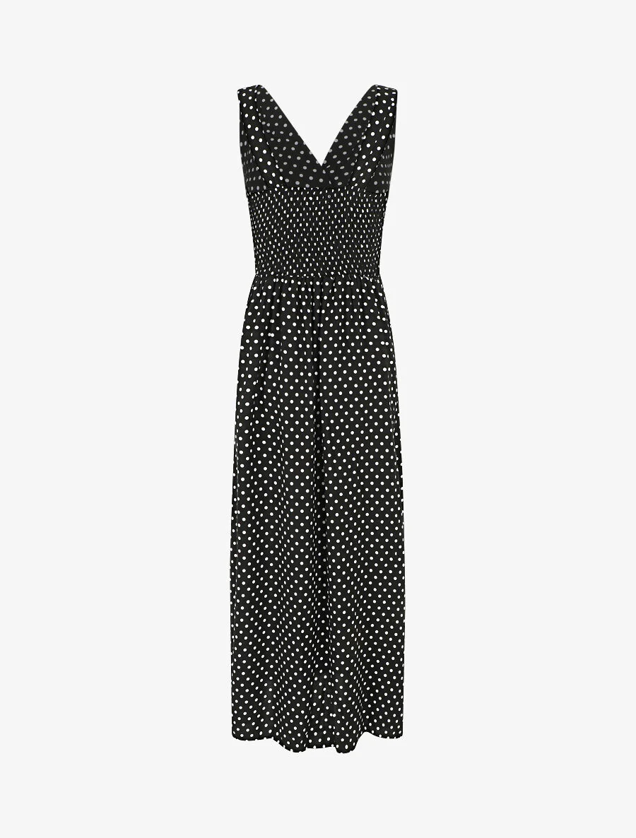Empire lange jurk met stippen - zwart - Image 2