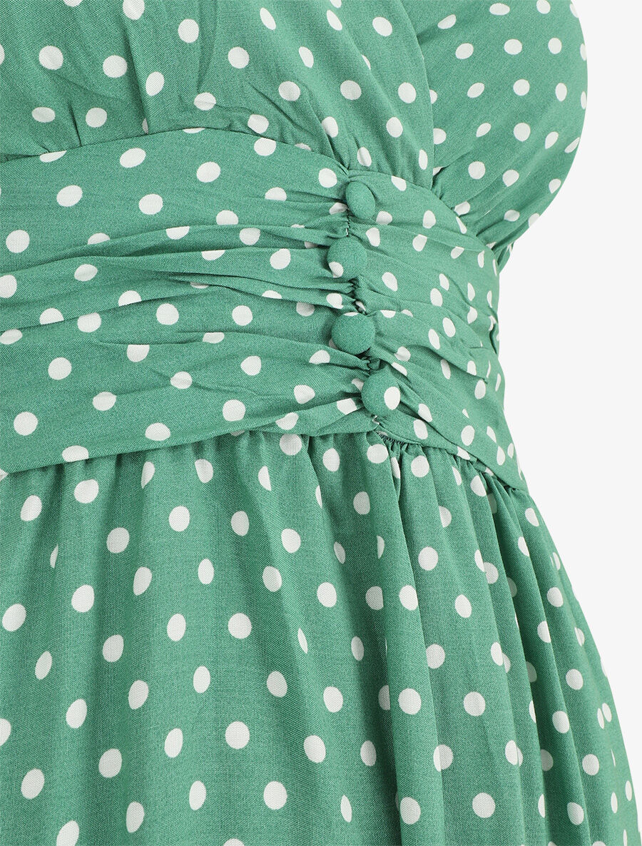 Empire lange jurk met stippen - groen - Image 3