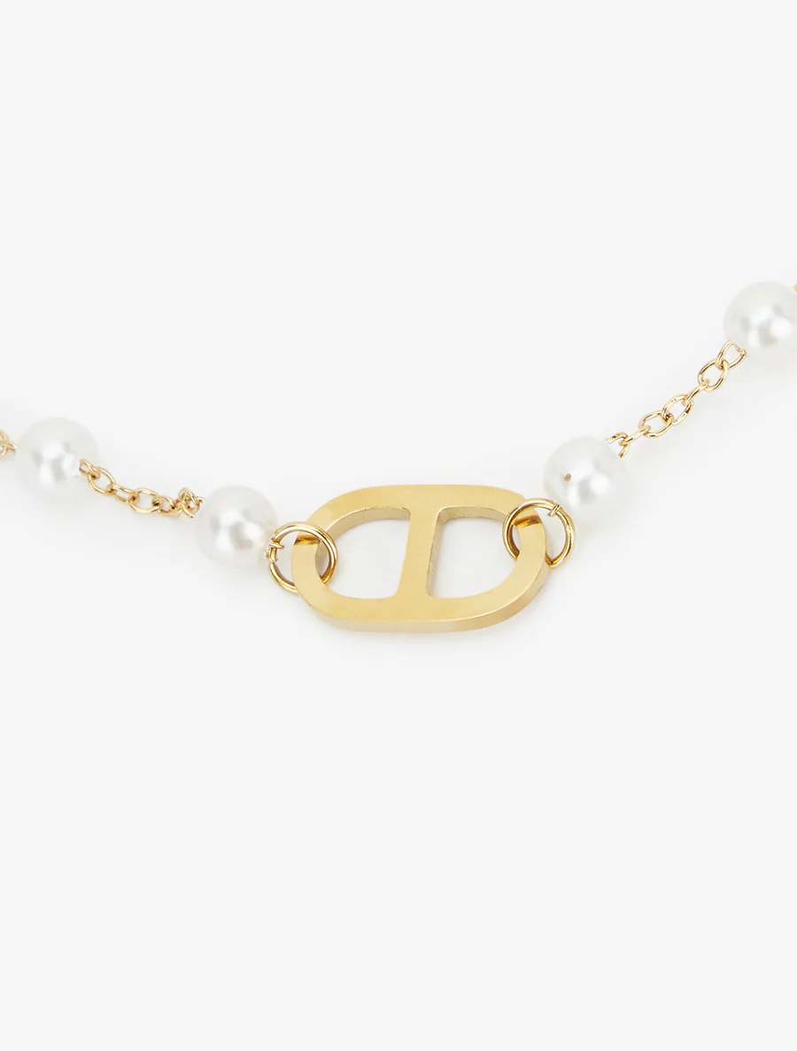 Enkelband met anker schakels versierd met zirkoonstenen - Goud - Image 3