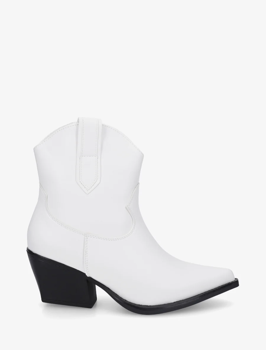 Enkelboots in cowboylaarsstijl van imitatieleer - Wit