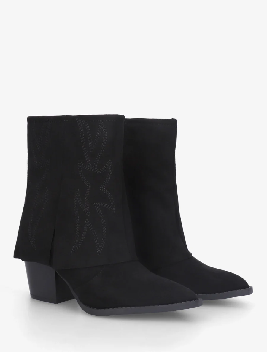 Enkellaarsjes in cowboylaarsstijl met fantasieborduursels - Zwart - Image 4