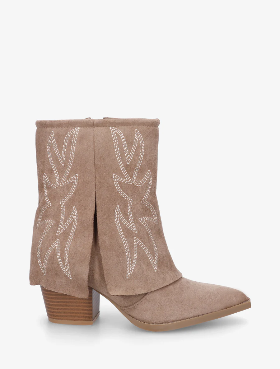 Enkellaarsjes in cowboylaarsstijl met fantasieborduursels - Mol