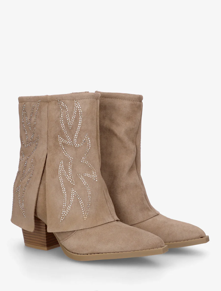 Enkellaarsjes in cowboylaarsstijl met strass-steentjes - Mol - Image 4