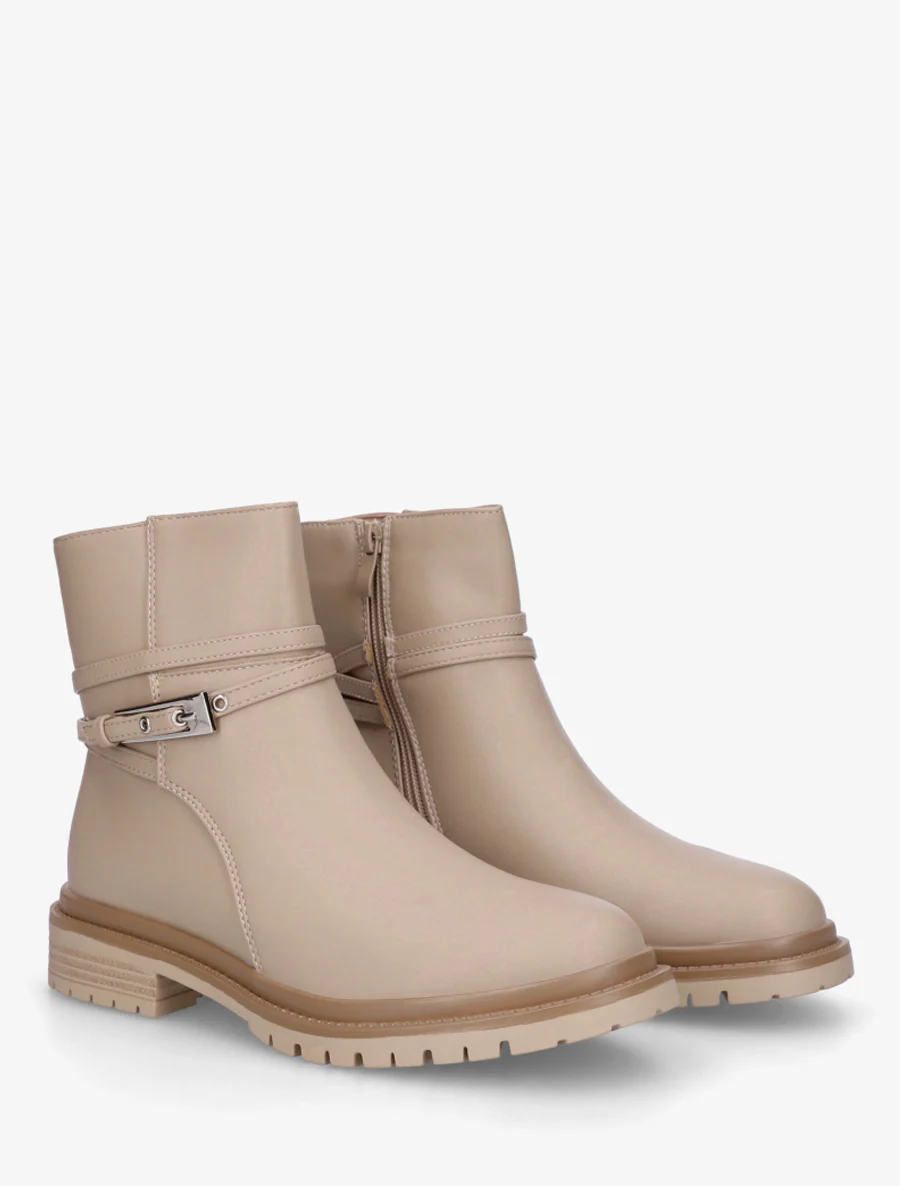 Enkellaarsjes met riempjes van imitatieleer - Beige - Image 4