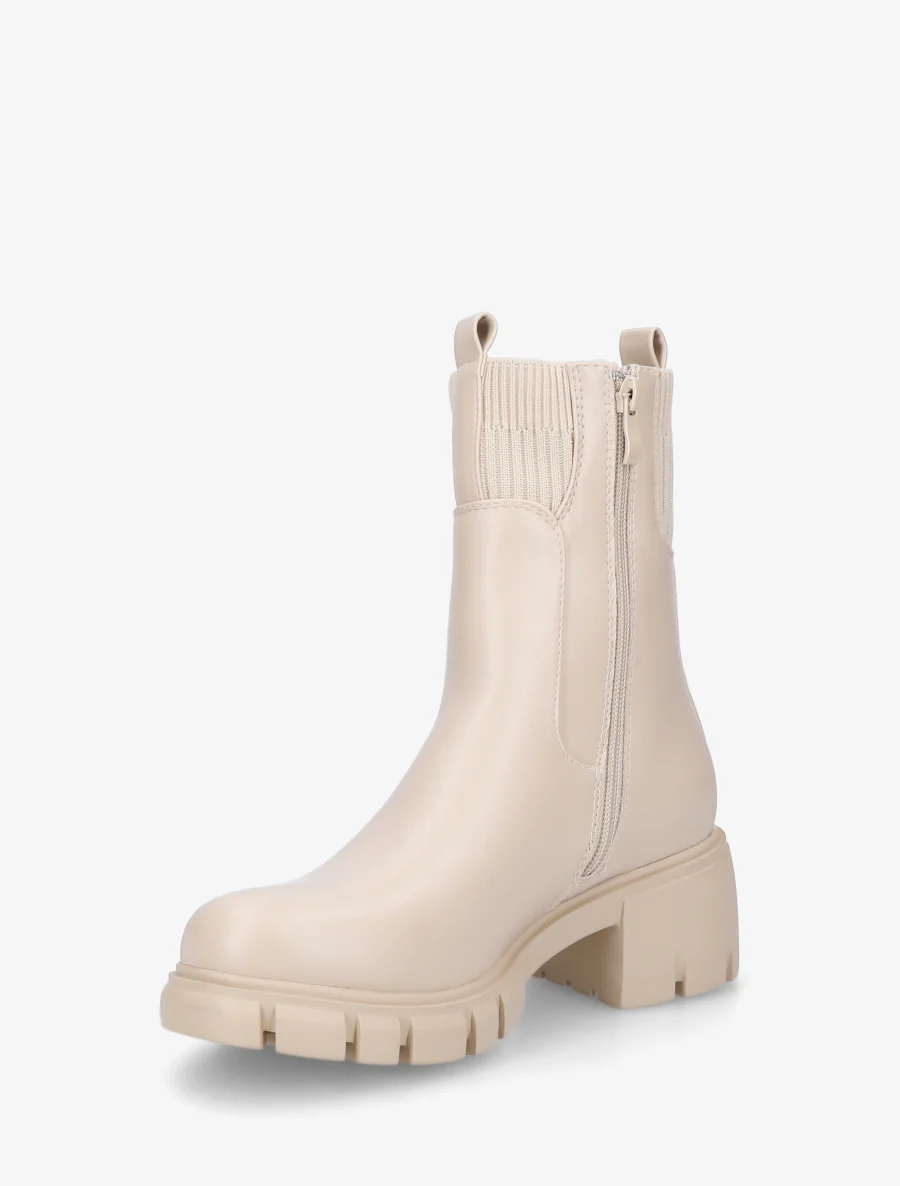 Enkellaarzen van twee materialen met een geprofileerde zool - Beige - Image 3
