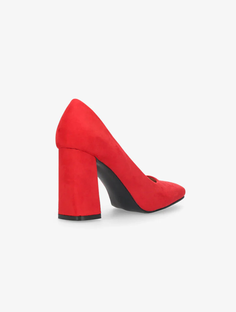 Suède pumps met vierkante neuzen - rood - Image 5