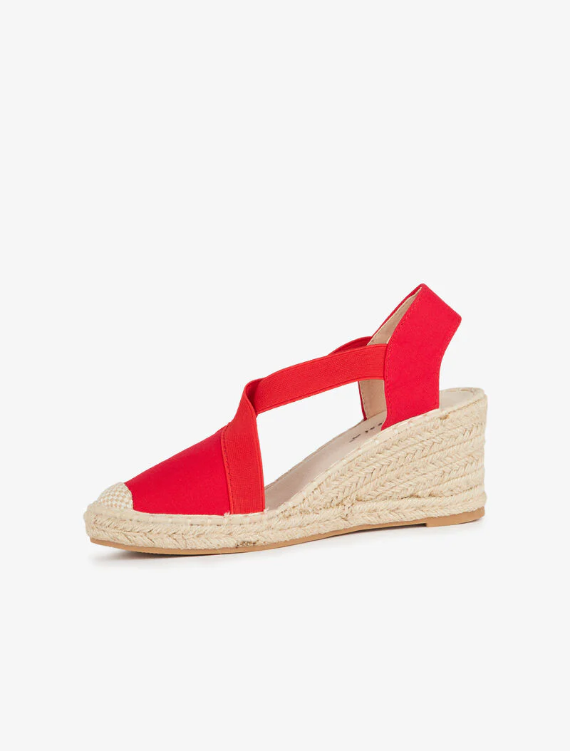 Elastische sleehak espadrilles - rood - Image 4