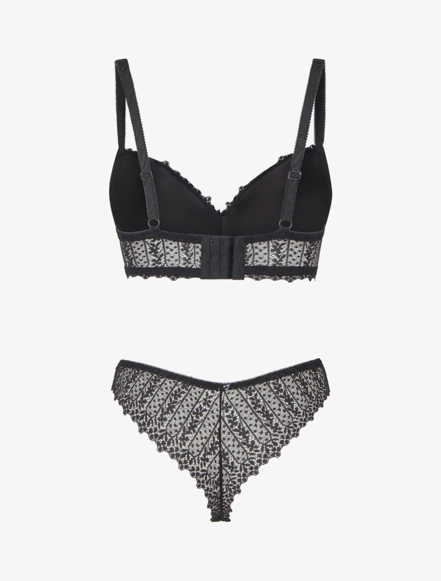 Fantasie kant lingerie set - Zwart - Image 3