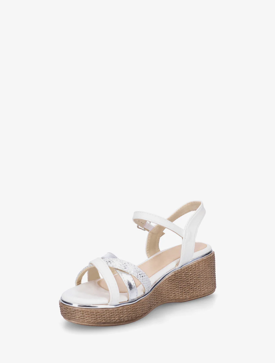 Fantasie plateau sandalen met gekruiste bandjes - Wit - Image 3