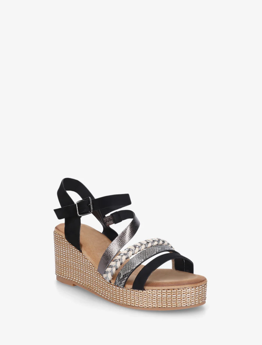 Fantasierijke sandalen met meerdere bandjes - Zwart - Image 2