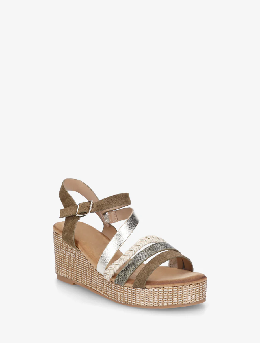 Fantasierijke sandalen met meerdere bandjes - Kaki - Image 2