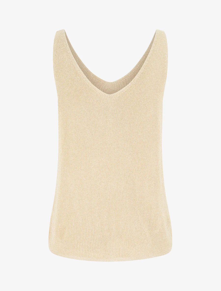 Fijn gebreide tanktop met glinsterend detail - Licht kameel - Image 2