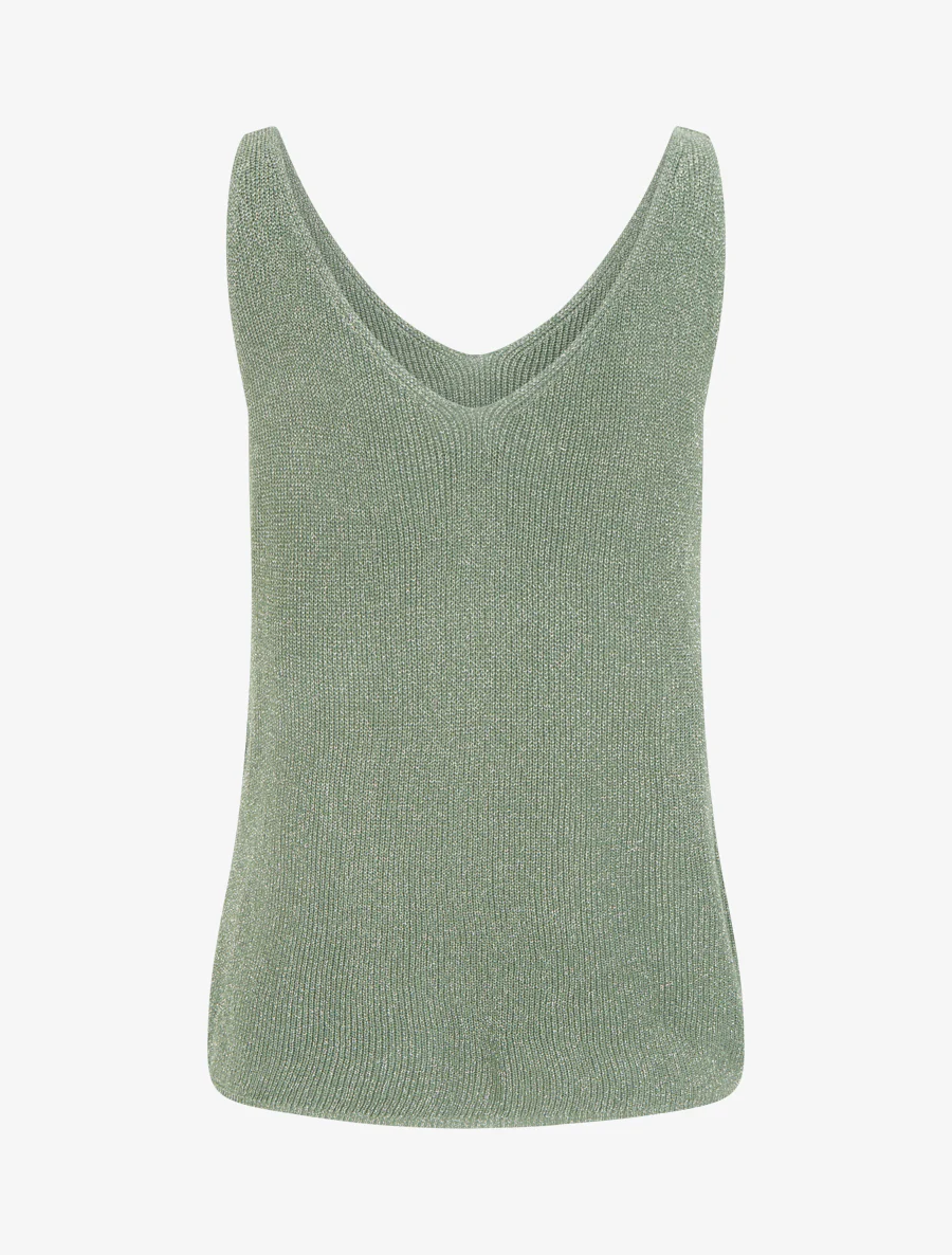 Fijn gebreide tanktop met glinsterend detail - Kaki - Image 2