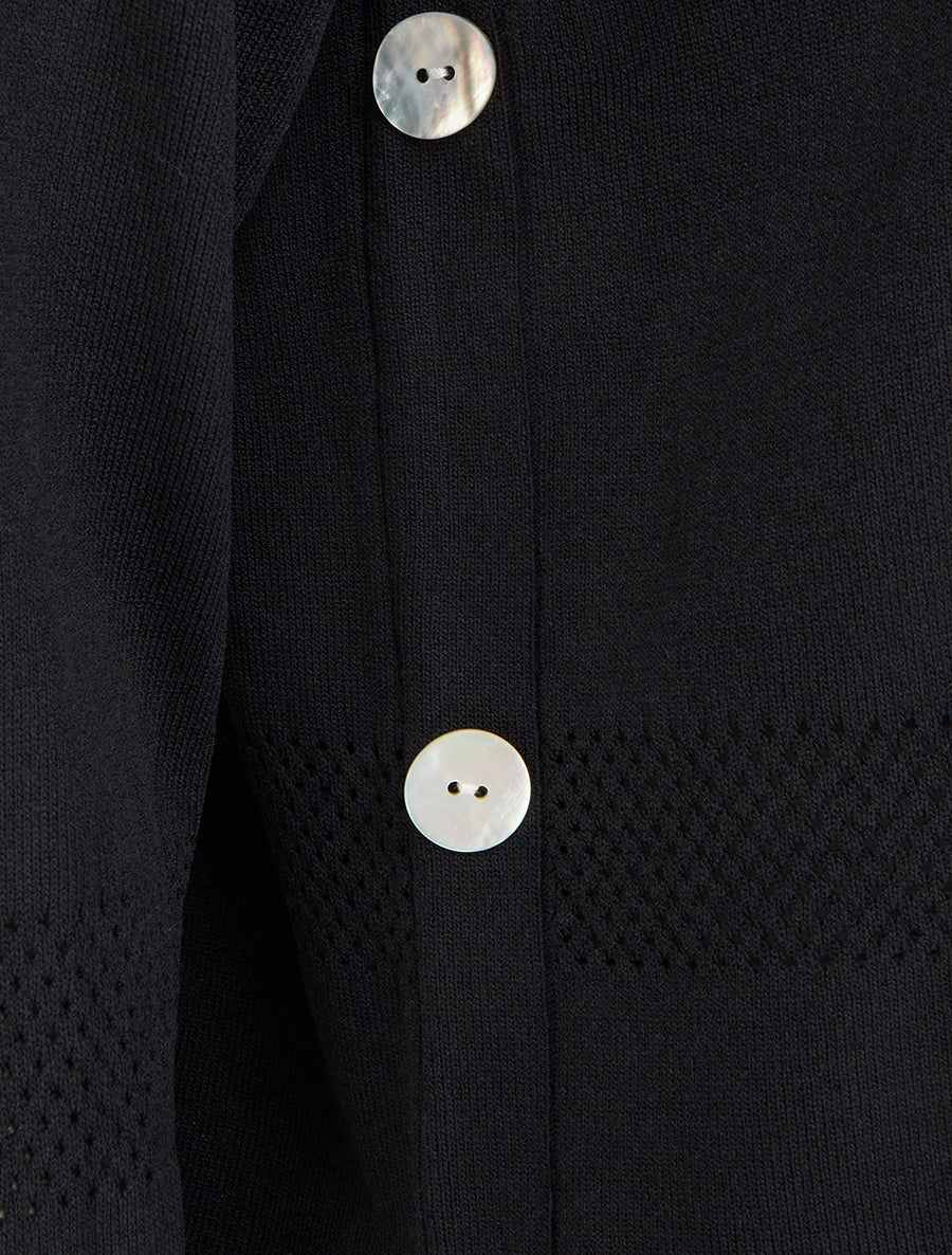 Fijne trui met decoratieve knopen - Zwart - Image 3