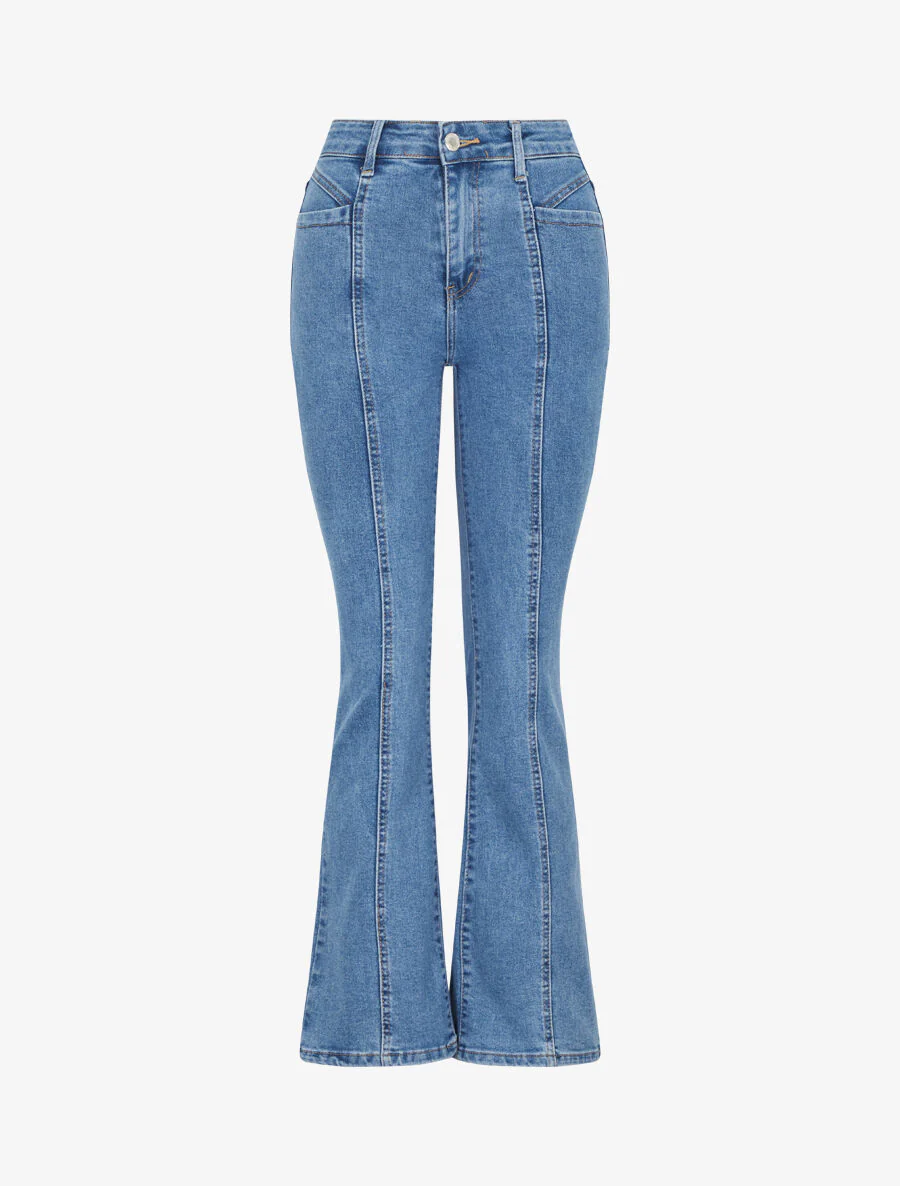 Flare jeans met contrasterende naden - Blauw