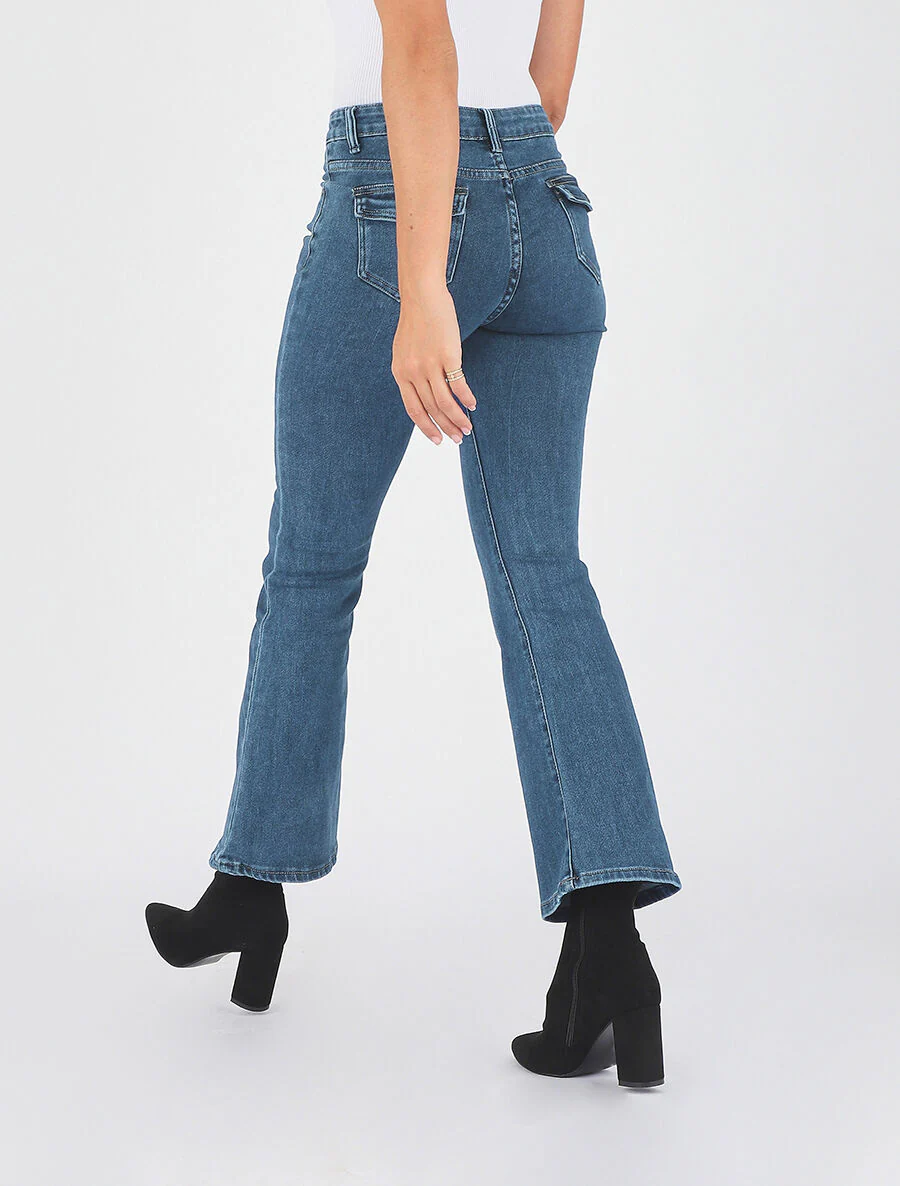 Flare jeans met klepzakken achter - blauw - Image 2