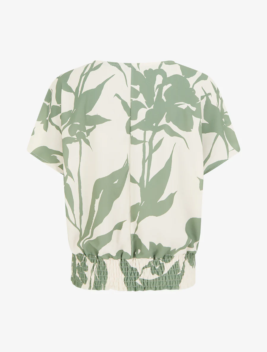 Floral bedrukt bolvormig topje - Kaki - Image 2