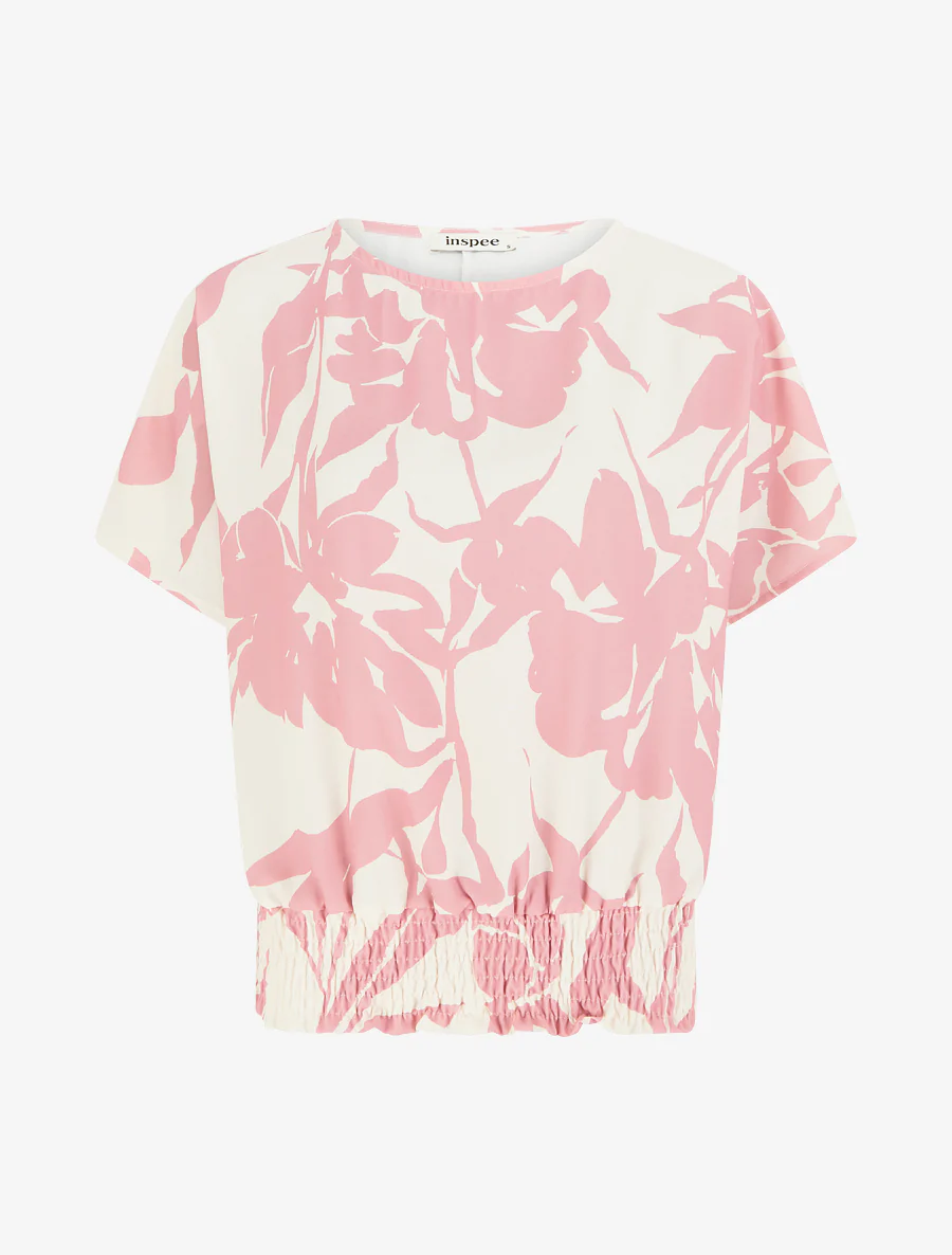 Floral bedrukt bolvormig topje - Roos