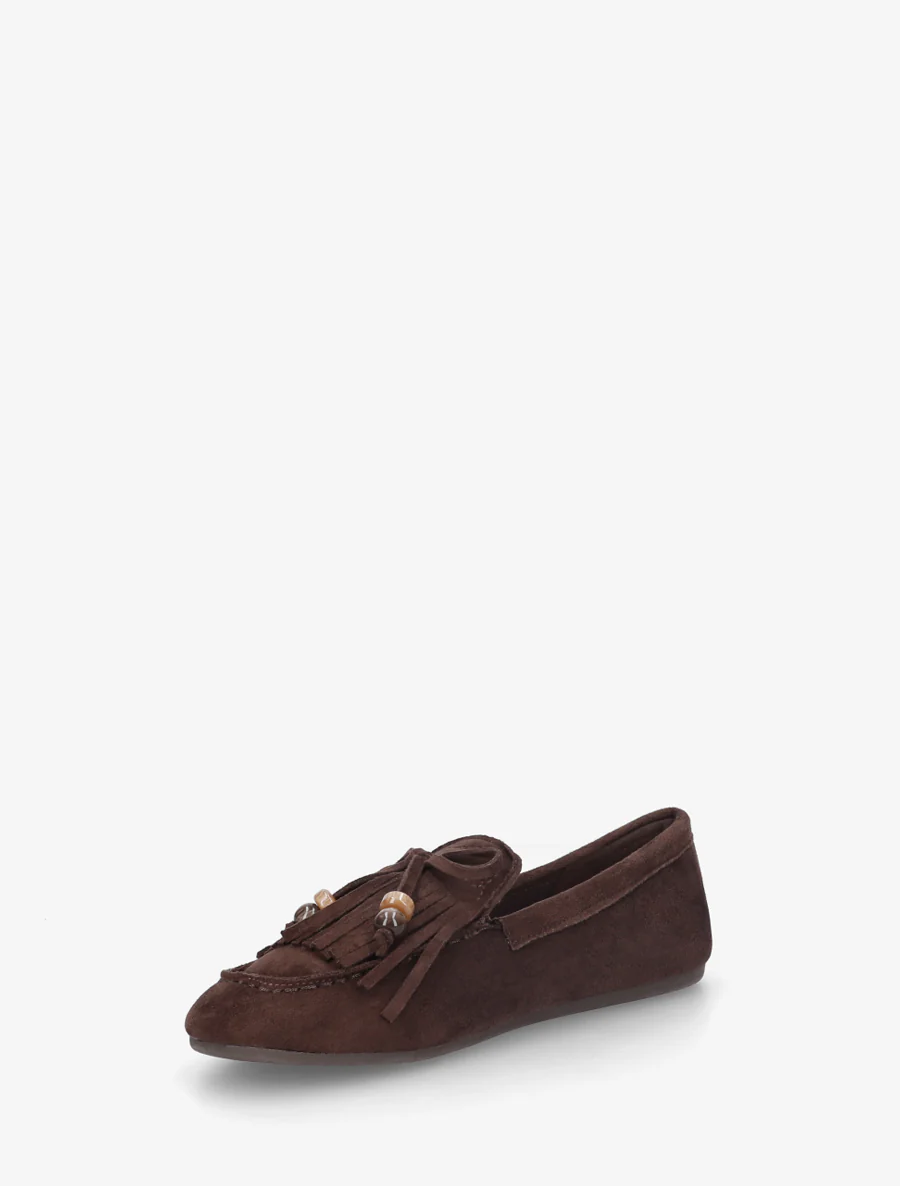 Fringed loafers in suède. - Bruin - Image 3