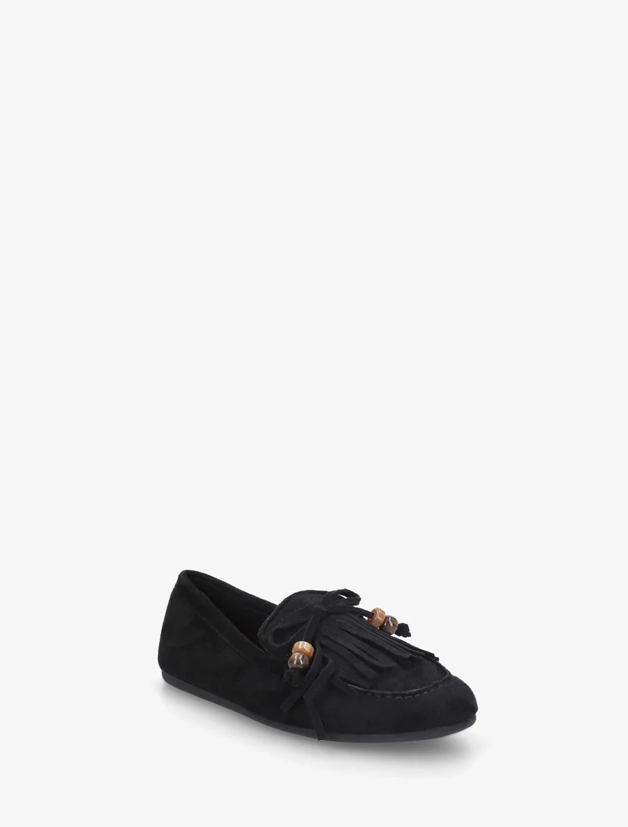 Fringed loafers in suède. - Zwart - Image 2