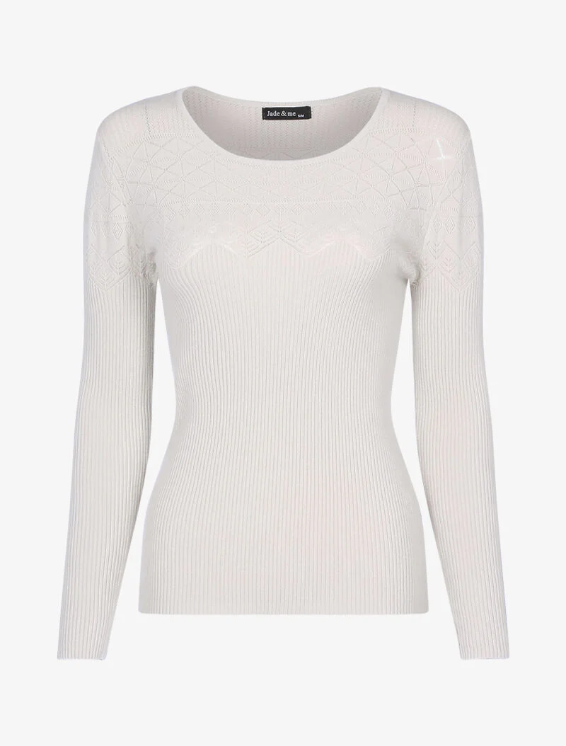 Trui met geometrische details - beige