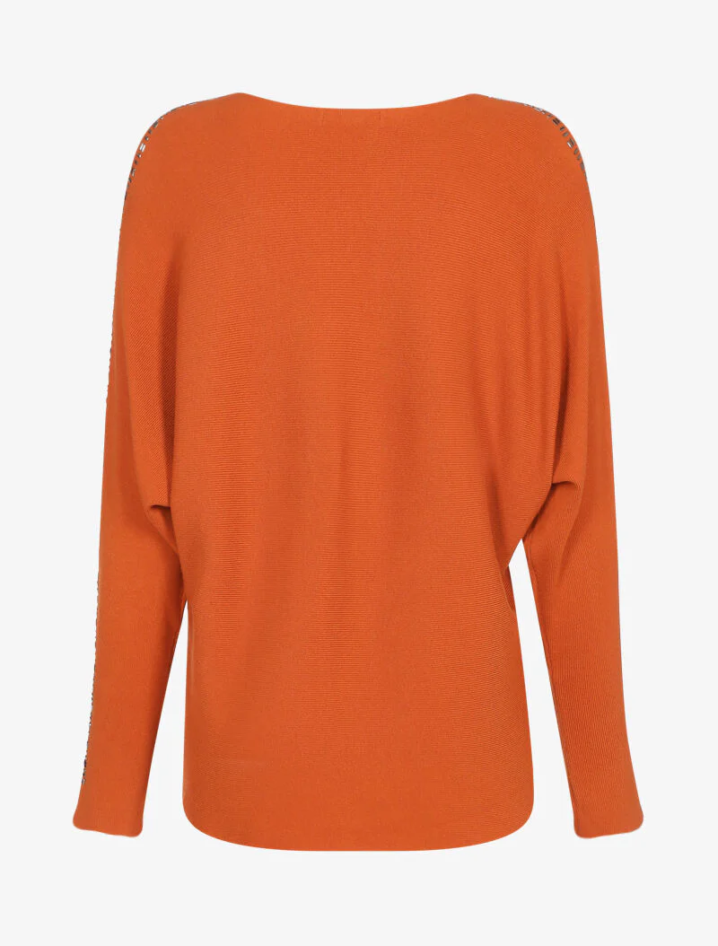 Trui met opengewerkte mouwen - oranje - Image 2